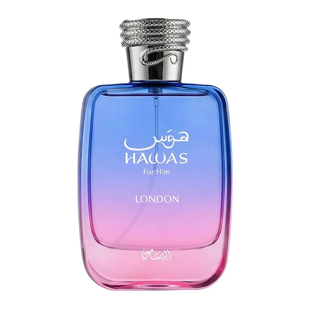 Rasasi Hawas London Eau De Parfum For Men 100ml bottle Rasasi Hawas London perfume for men original packaging Rasasi Hawas London EDP 100ml luxury fragrance Rasasi Hawas London men's perfume bottle