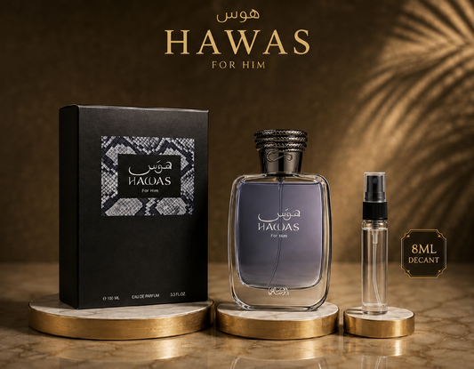 DECANT/SAMPLE Of Rasasi Hawas Eau de Parfum 8ml For Men