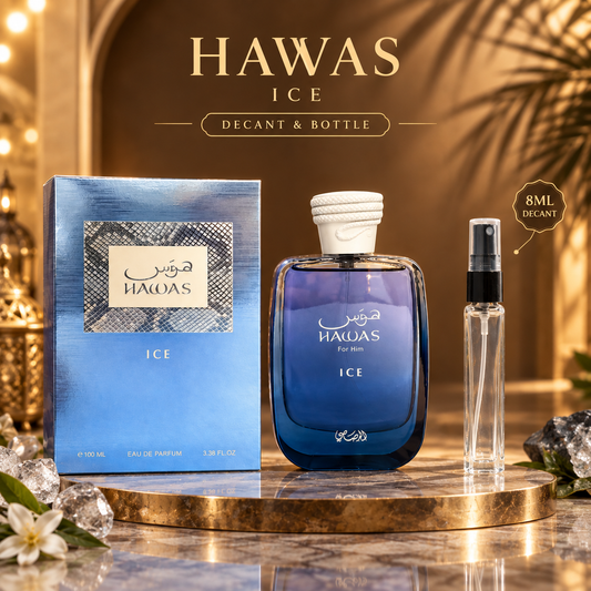 DECANT/SAMPLE Rasasi Hawas Ice Eau De Parfum 8ml For Men