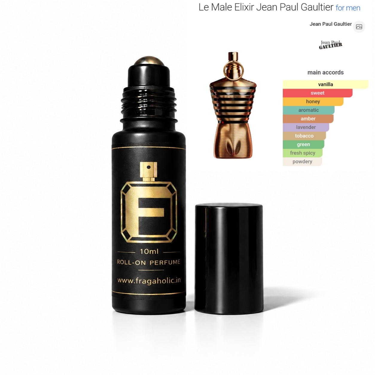FRAGAHOLIC 10ML PREMIUM CONCENTRATED PERFUME OIL / ATTAR ( INSPIRED BY JPG LE MALE ELIXIR )