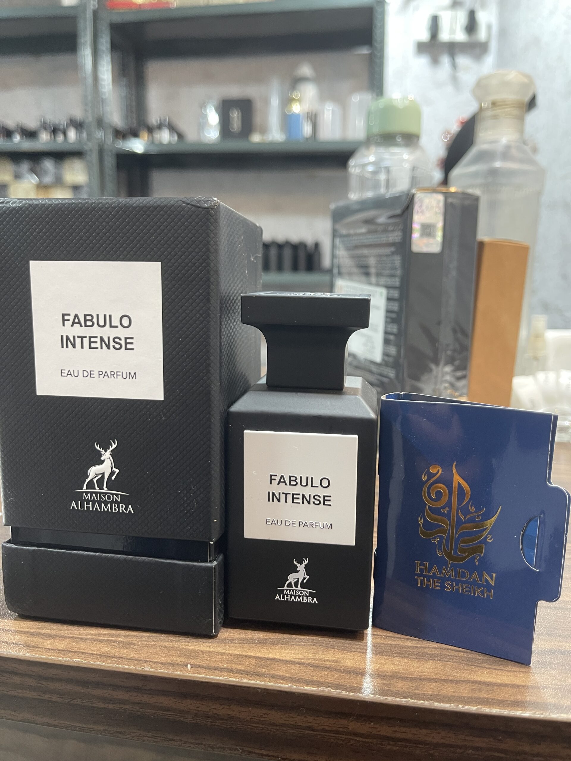 MAISON ALHAMBRA FABULO INTENSE BOTTLE WITH BOX JUST 2-3 SPRAY USED ( FREE OFFICIALS VIAL ) 1 MAISON ALHAMBRA FABULO INTENSE BOTTLE WITH BOX JUST 2-3 SPRAY USED ( FREE OFFICIALS VIAL )